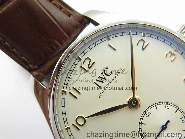 MIROTIME 0408 Original Portuguese IW358304 ZF 1:1 Best Edition SS White Dial RG Markers on Leather Strap A 7077